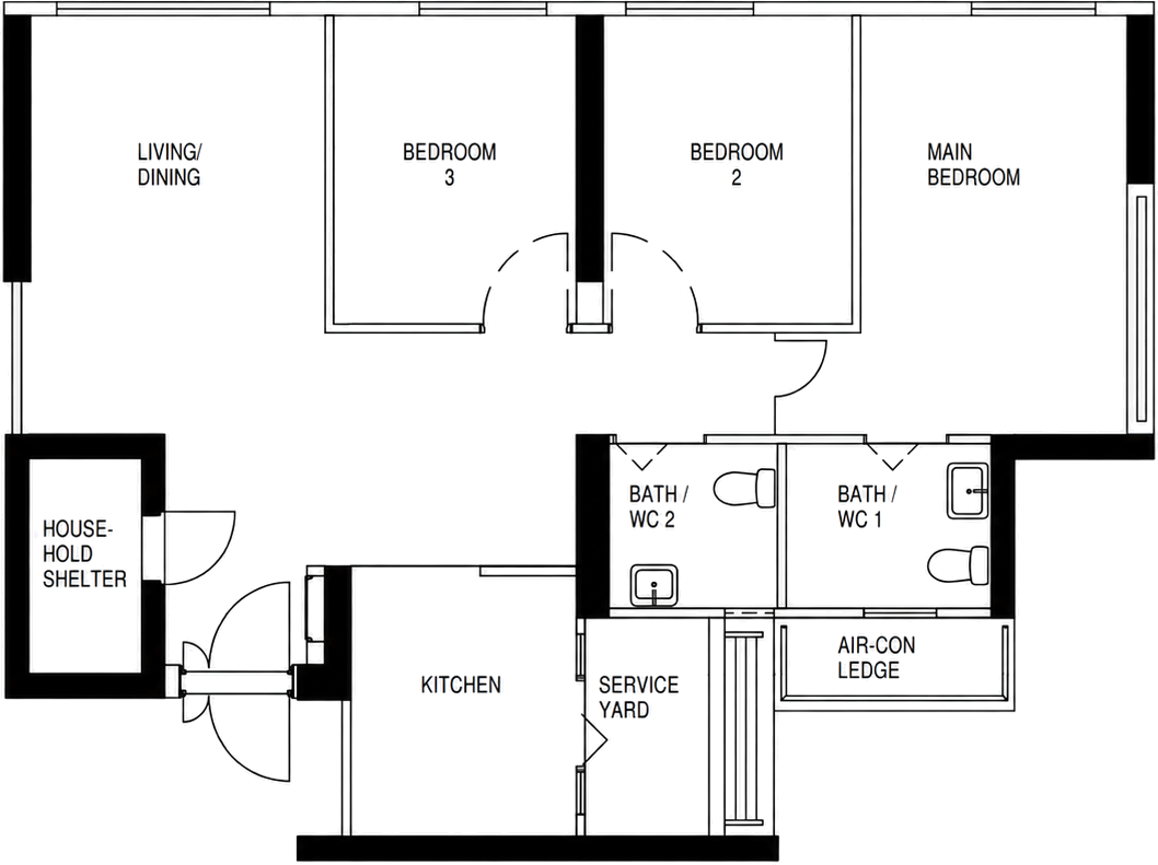 Example 4-Room HDB floor plan